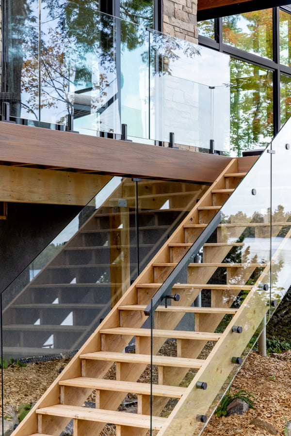 Glass Sided Stairs on Back Deck | Ballantyne Builds