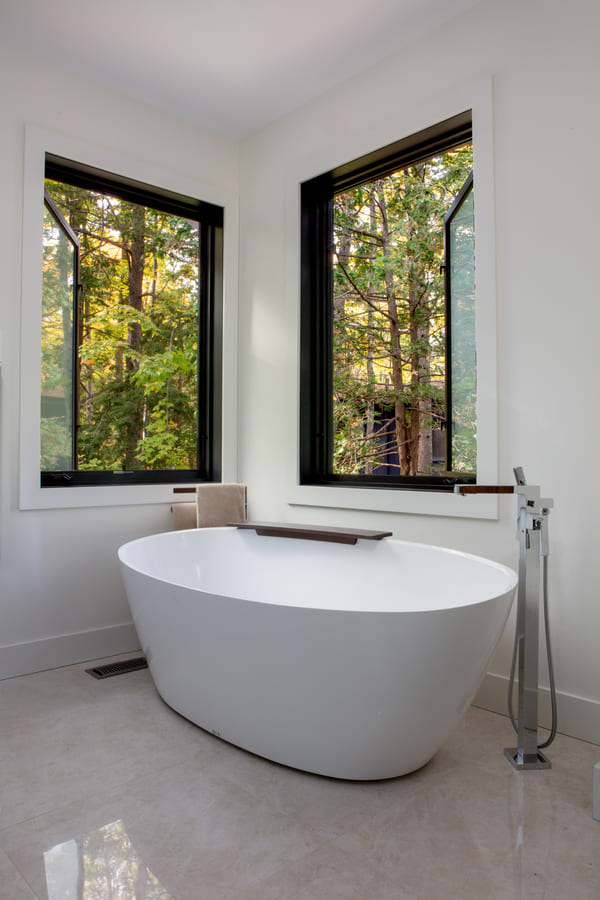 Stand Alone Tub with Two Large Windows | Ballantyne Builds
