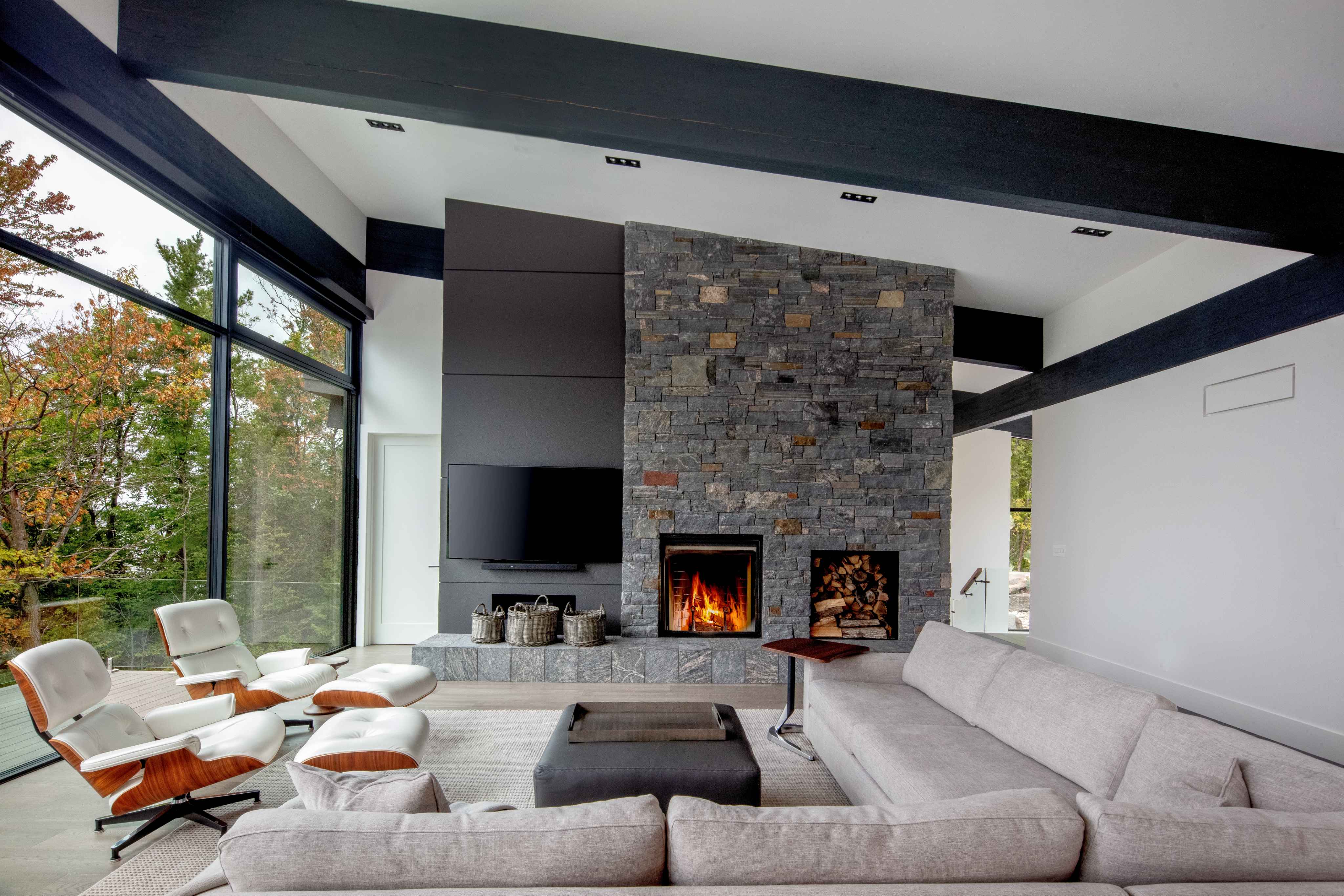 Living space area with fireplace  | Ballantyne Builds