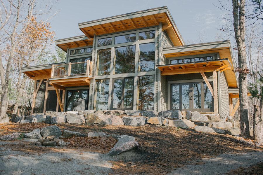 Six Mile Lake Transitional Timber Frame Custom Cottage 